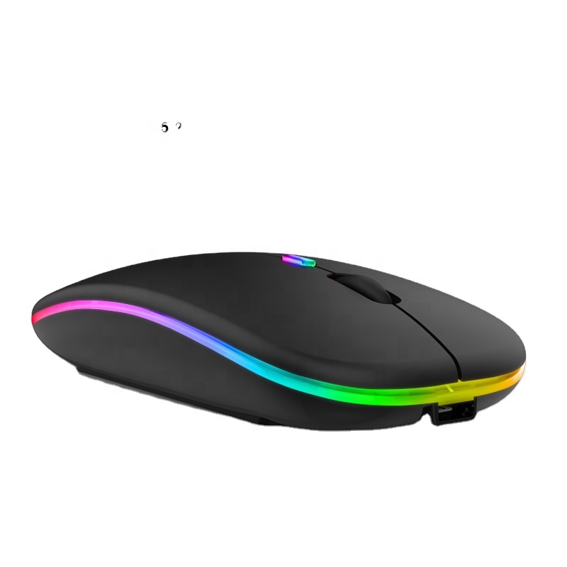 RGB rechargeable ergonomic gaming wireless mouse with LED backlight USB interface and silent mini style, suitable for laptops
