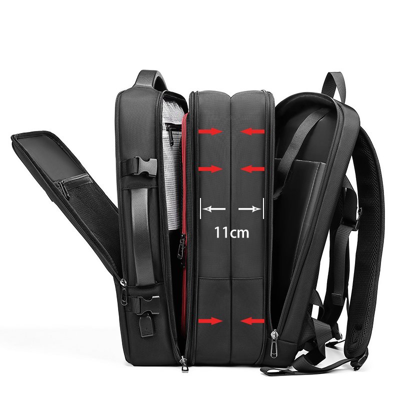New multifunctional large capacity USB flash drive raincoat backpack, business travel laptop backpack, men's backpack