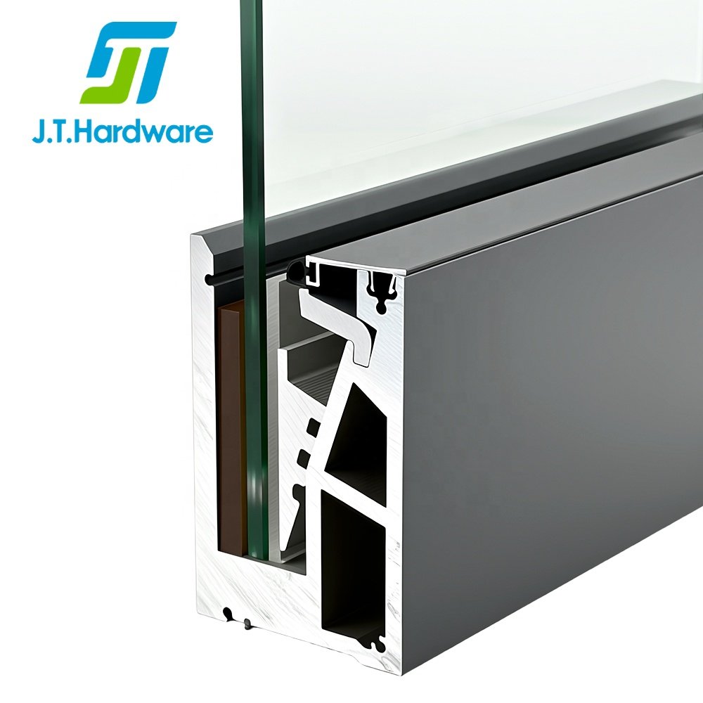 Glass aluminum U-shaped groove accessories, glass profiles, laminated glass railings, frameless aluminum U-shaped groove base